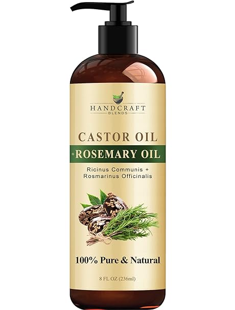 Handcraft Blends Castor Oil with Rosemary Oil for Hair Growth, Eyelashes